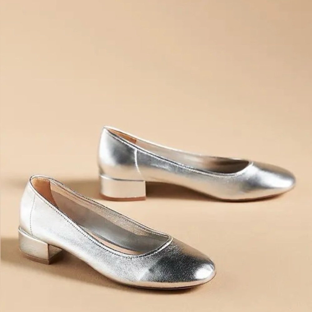 NEW Antropologie SILENT D ANNABELLE Pump Silver Sz 9 Holiday